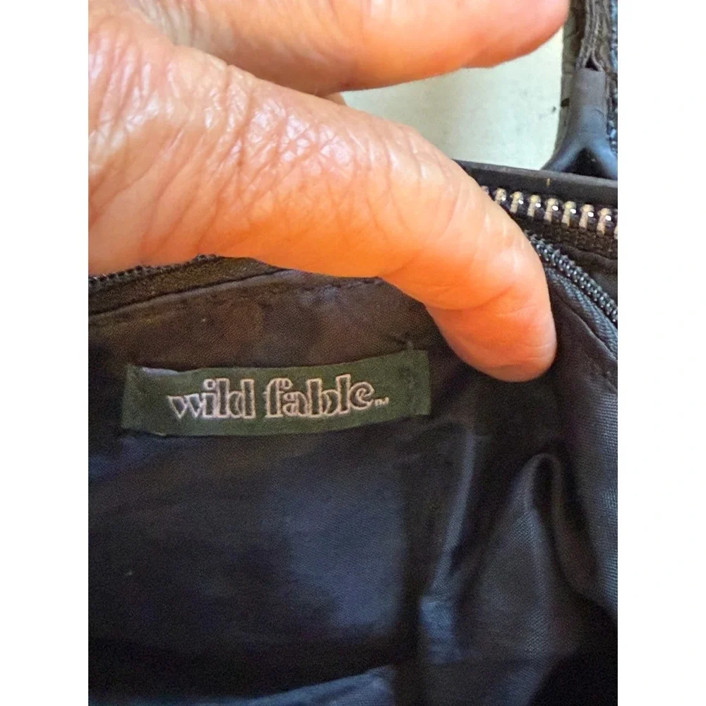 Wild Fable Satchel Bag Women Small Croc Embossed Black Crossbody Faux Leather